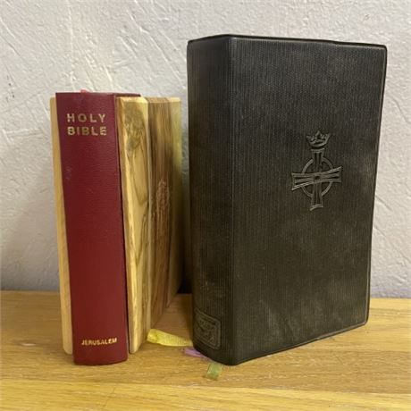 Vintage Wood Covered Bible & Missal