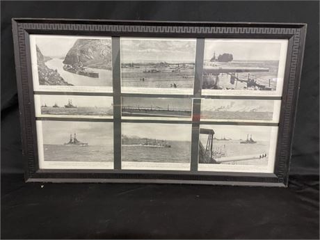 Vintage Framed Navy Ships Print...30x18