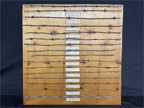 Vintage 1800s Barbed Wire Wall Display - 20x36