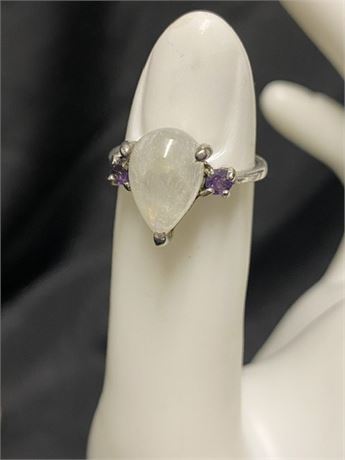 Sterling Moonstone & Amethyst Size 6