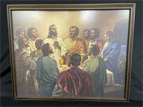 Framed & Signed Last Supper By: Sallman 1949 - 31x25