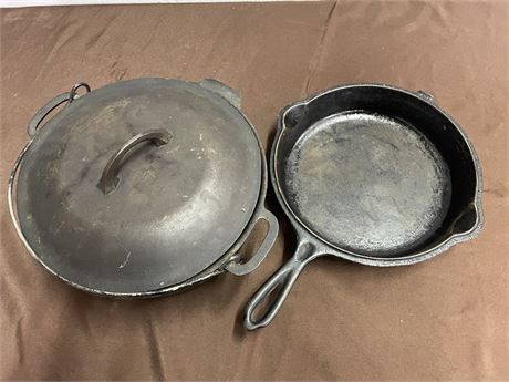 Cast Iron Lidded Pot & Skillet