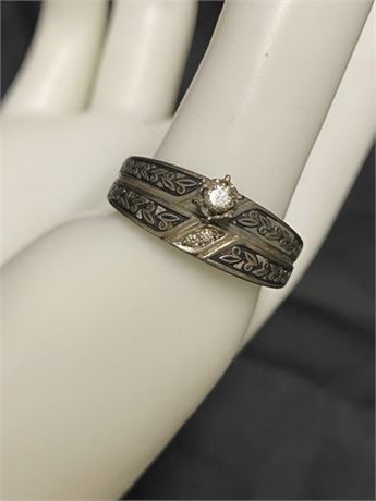 Small Diamond Wedding Band and Engagment ring Size 11.5