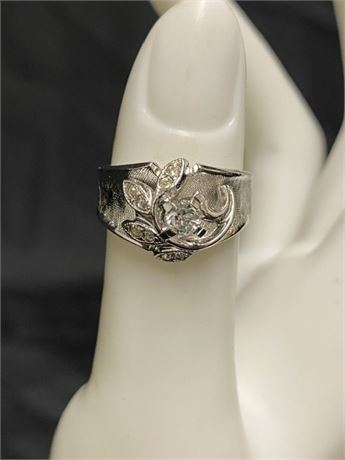 18kt White Gold Plated with Cubic Zirconia  Size 7 Mared 18k HCE