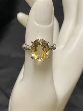 Sterling with Yellow Stone Size 7.5