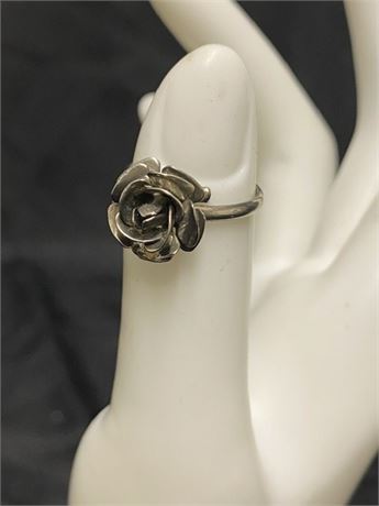 Handmade Rose Stainless Steel Ring Size five