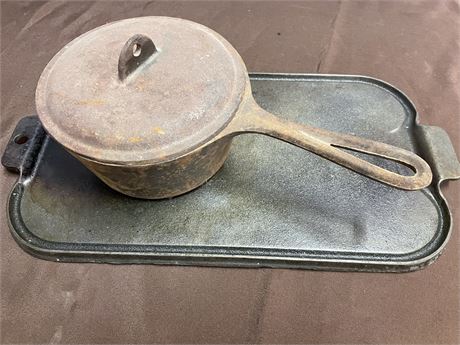 Wagner Cast Iron Griddle & Lidded Skillet - 17x10