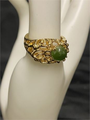 Gold Tone w/ Green Stone Ring Size 9