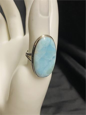 Sterling Larimar Stone Size 9