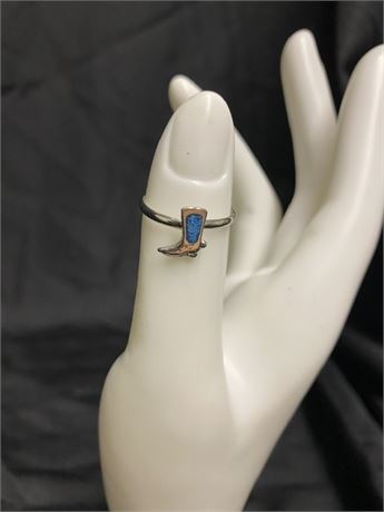 Blue Stone Cowboy Boot Ring Size 7