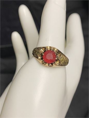 14k Gold With Red Stone Size 11.75