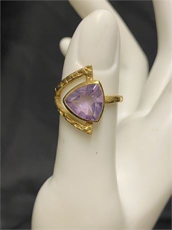 18k Over Sterling & Amethyst Ring Size 7