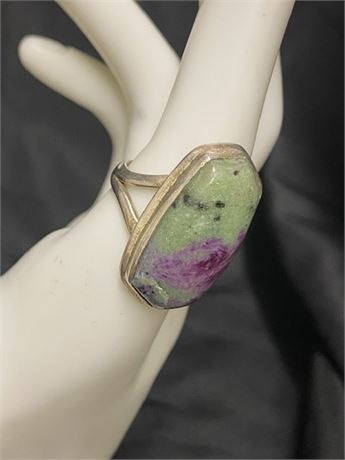 Sterling Ruby Zoisite Ring  Size 8