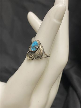 Sterling Blue Stone Hand Made Size 4.25