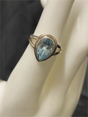 Sterling Blue Topaz Ring  Size 6