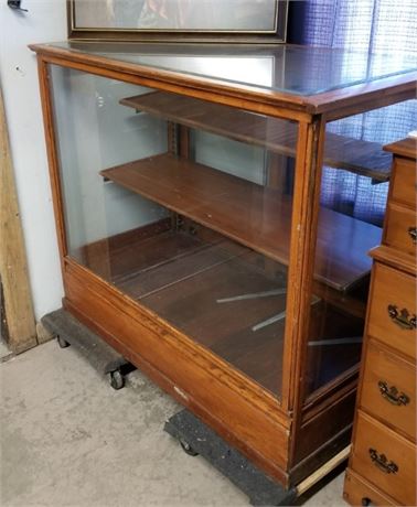 Antique Wood Showcase (all glass intact!) - 50x26x42