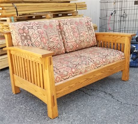 Mission Style Oak Sofa/Love Seat - 58x36x33 #2