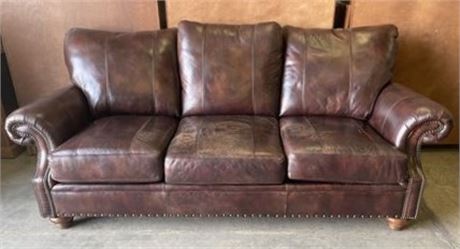 Flex Steel Leather Sofa - 90x39x40