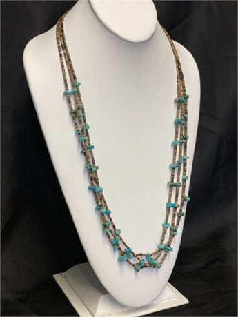 Turquoise Necklace with Brown Beads