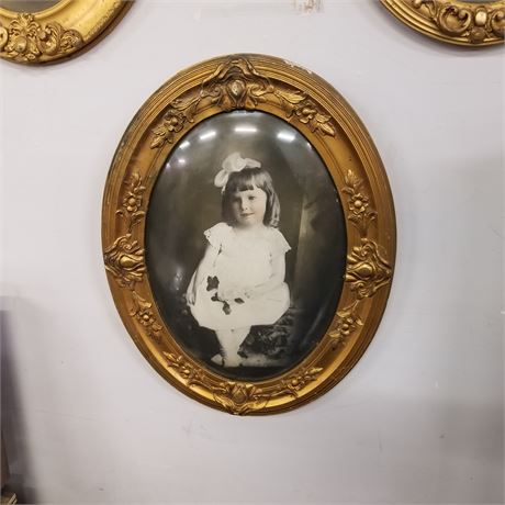 Vintage Oval Frame w/ Glass Portrait - 18x24