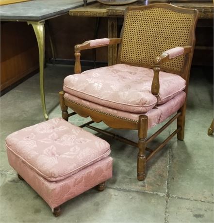 Vintage Chair & Matching Ottoman