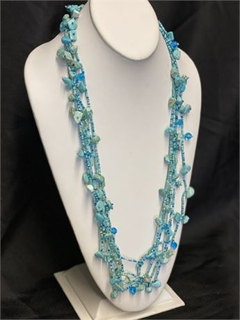 Turquoise and Blue Beaded Necklace