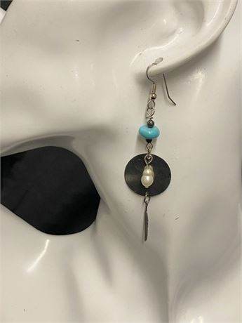 Dangle Earrings with Turquoise Bead