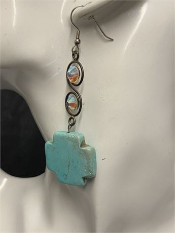 Turquoise Cross Dangle Earrings