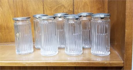 Vintage Ribbed Glass Hoosier Cannisters