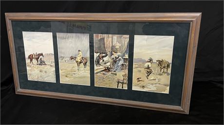 Framed CM Russel 4 Print Polyptych - 37x18