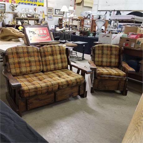 Vintage Sofa & Chair - 57" & 33" Lengths