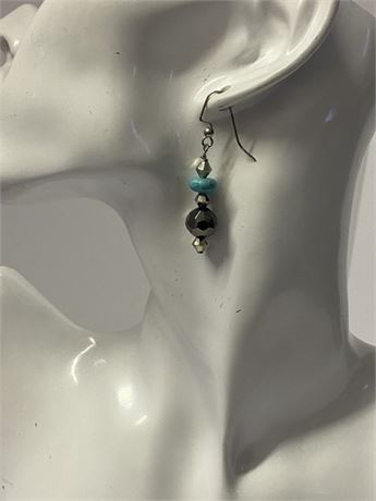 Dangle Earrings with Turquoise Bead