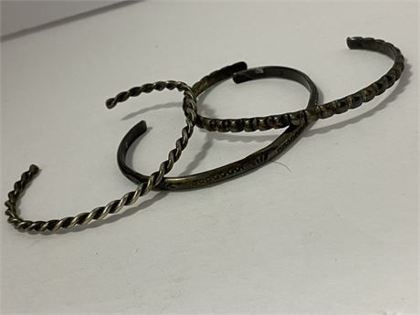 One Marked Sterling Bangle Braclets