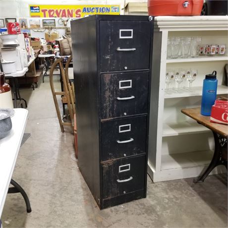 Black Metal 4 Drawer File Cabinet - 15x25x52