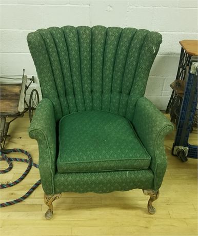 Vintage Green Fan Back Padded Chair