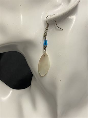 Dangle Earrings with Blue Beads and Whitestone