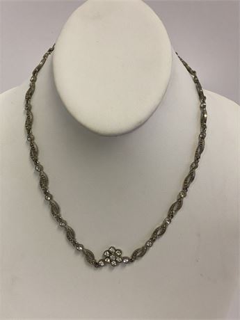 Platinum Diamond like Flower Necklace