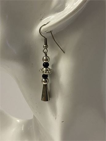 Silver and Black Dangle Earrings