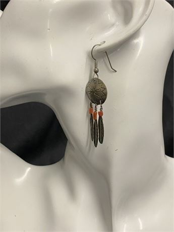 Dingo Feather Earrings with Peachstone