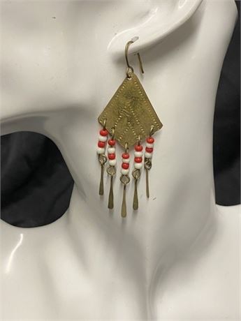 Dangle Gold Beaded Earrings