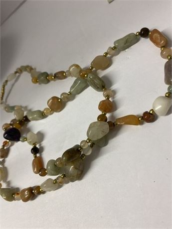 Green green and brown stone necklace