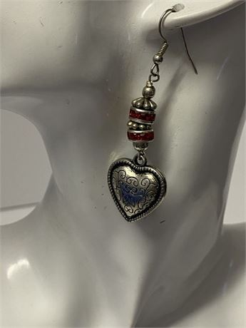 Dangle Heart with Redstone Earrings