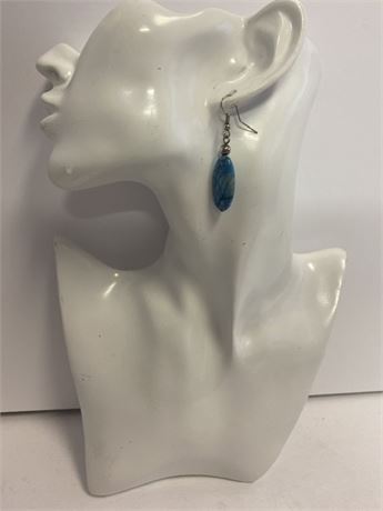 Blue Oval Dangle Earrings