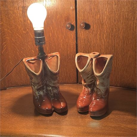 Vintage McCoy Boot Planter & Table Lamp