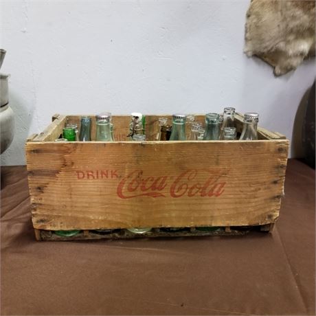 Vintage Coca-Cola Wood Crate & Bottles