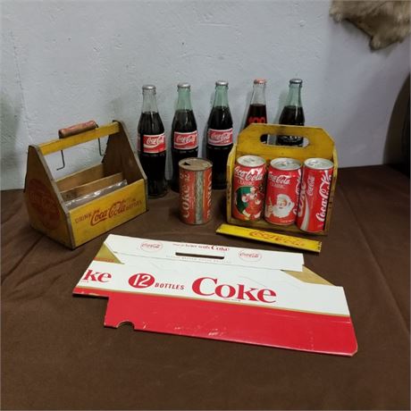 Vintage Coca-Cola Wood Crate/Bottles/Cans