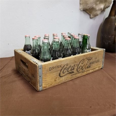 Vintage Coca-Cola Wood Crate & Bottles