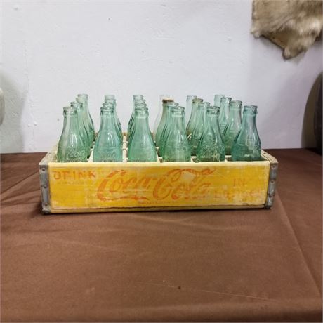 Vintage Wood Coca-Cola Wood Crate & Bottles