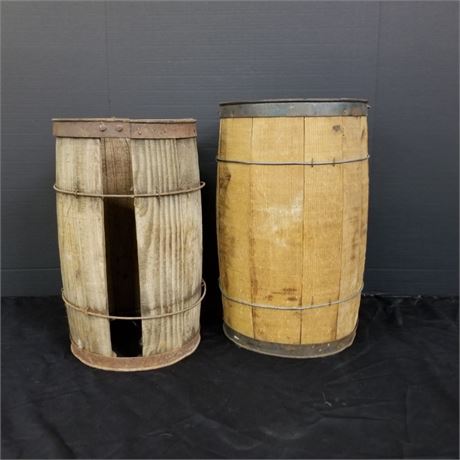 Wood Barrel Pair...11x18