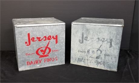 Metal Jersey Milk Delivery Box Pair